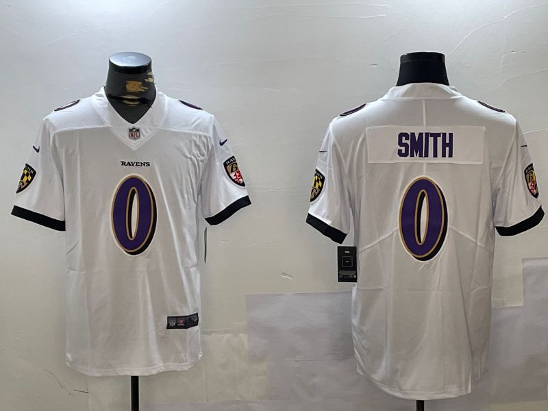 Men Baltimore Ravens #0 Smith White Second generation 2024 Nike Limited NFL Jersey style 1->baltimore ravens->NFL Jersey